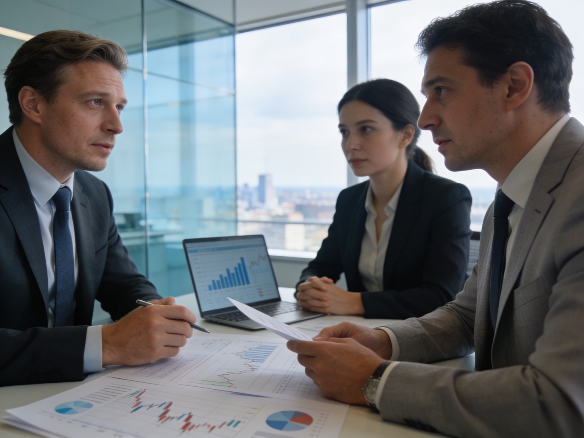 Investment clinic professionals interacting with realistic reports.